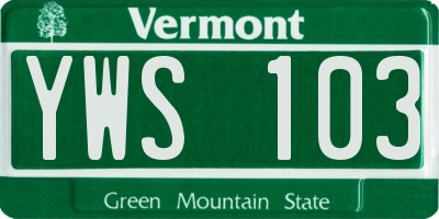 VT license plate YWS103