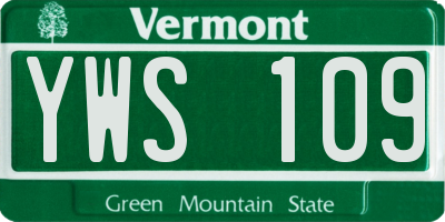 VT license plate YWS109