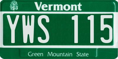 VT license plate YWS115