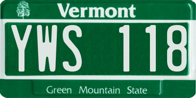 VT license plate YWS118