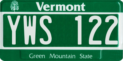 VT license plate YWS122
