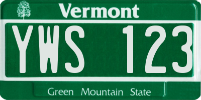 VT license plate YWS123