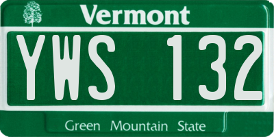 VT license plate YWS132