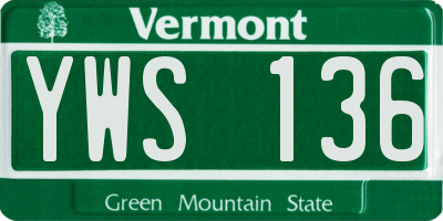 VT license plate YWS136