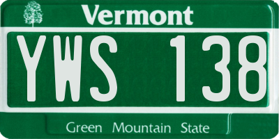 VT license plate YWS138