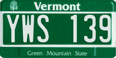 VT license plate YWS139
