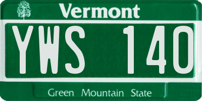 VT license plate YWS140