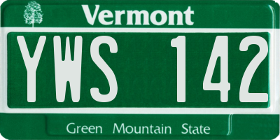 VT license plate YWS142