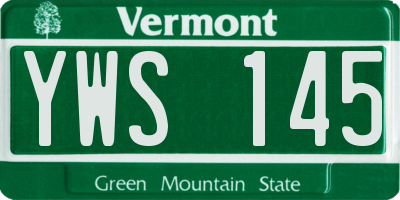 VT license plate YWS145