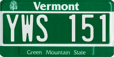 VT license plate YWS151