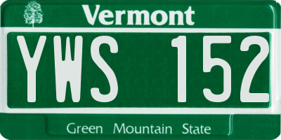 VT license plate YWS152