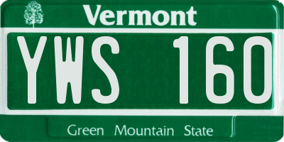 VT license plate YWS160