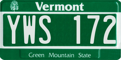 VT license plate YWS172