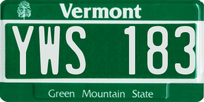 VT license plate YWS183