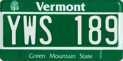 VT license plate YWS189