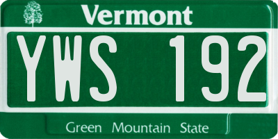 VT license plate YWS192