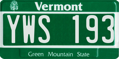 VT license plate YWS193