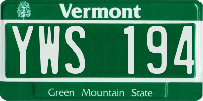 VT license plate YWS194