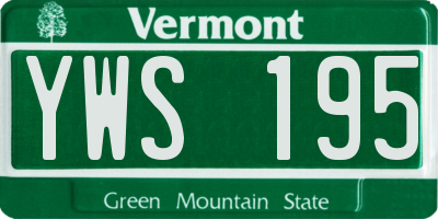 VT license plate YWS195