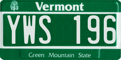 VT license plate YWS196