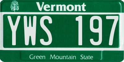 VT license plate YWS197