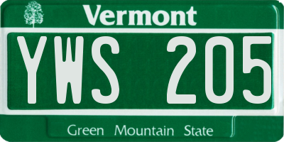 VT license plate YWS205