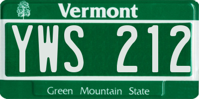 VT license plate YWS212