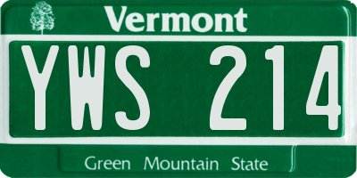VT license plate YWS214