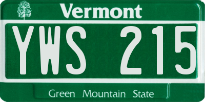 VT license plate YWS215