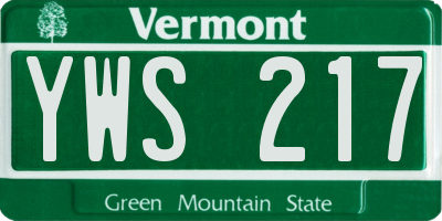 VT license plate YWS217