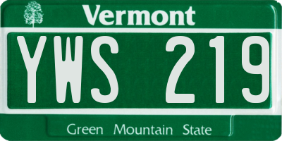 VT license plate YWS219