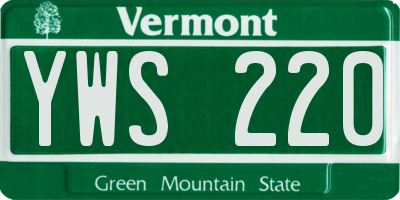 VT license plate YWS220