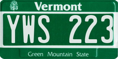 VT license plate YWS223
