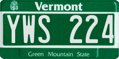 VT license plate YWS224