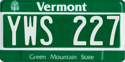 VT license plate YWS227