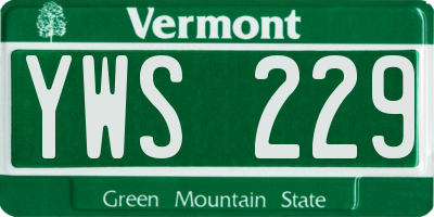 VT license plate YWS229