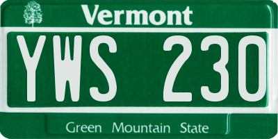 VT license plate YWS230