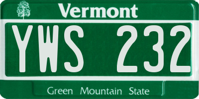 VT license plate YWS232