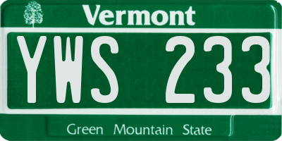 VT license plate YWS233