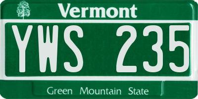 VT license plate YWS235