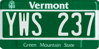VT license plate YWS237