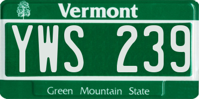 VT license plate YWS239