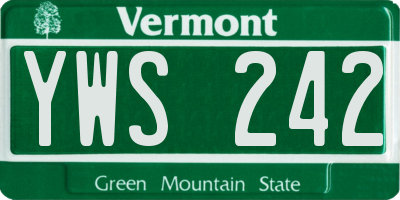 VT license plate YWS242