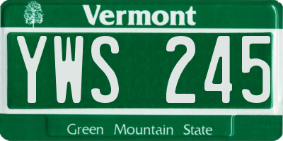 VT license plate YWS245
