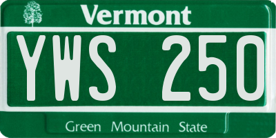 VT license plate YWS250