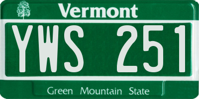 VT license plate YWS251