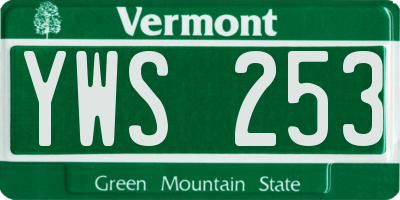 VT license plate YWS253