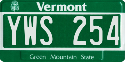 VT license plate YWS254