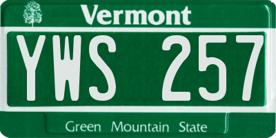 VT license plate YWS257