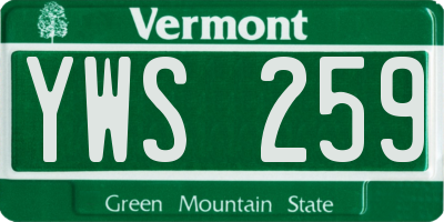 VT license plate YWS259